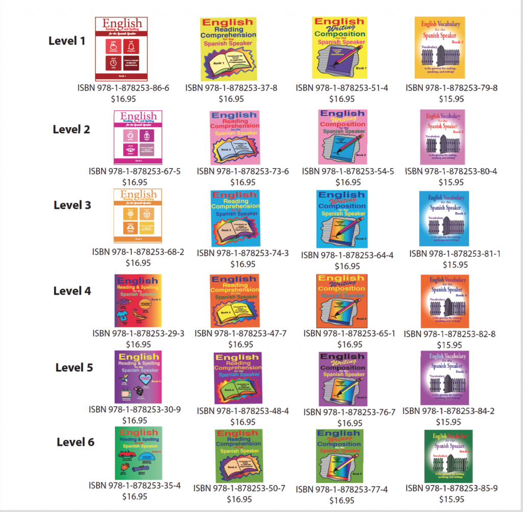 Fisher Hill Publishers, English Vocabulary for Spanish Speakers, English Literacy for Spanish Speaking Teens and Adults